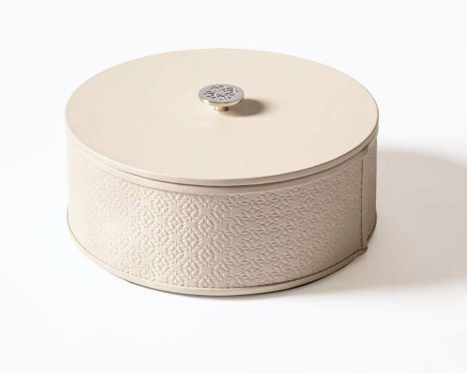 Round Leather Monogram Box, view 2