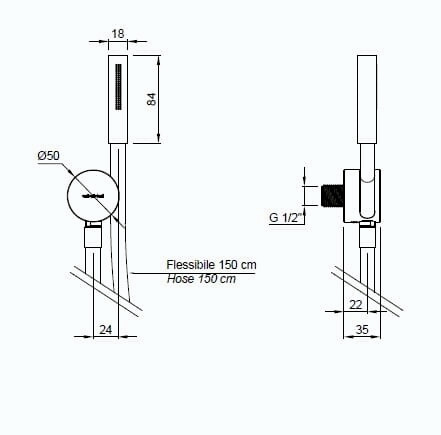 Filo Wall-Mounted Hand Shower, view 5