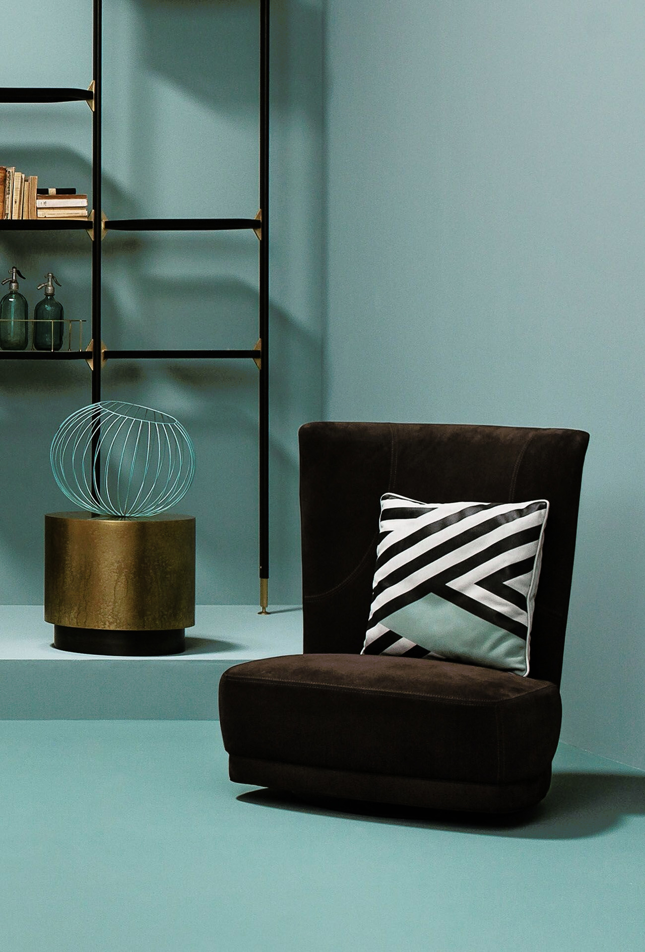 Etienne Bergere Leather Swivel Armchair, view 4