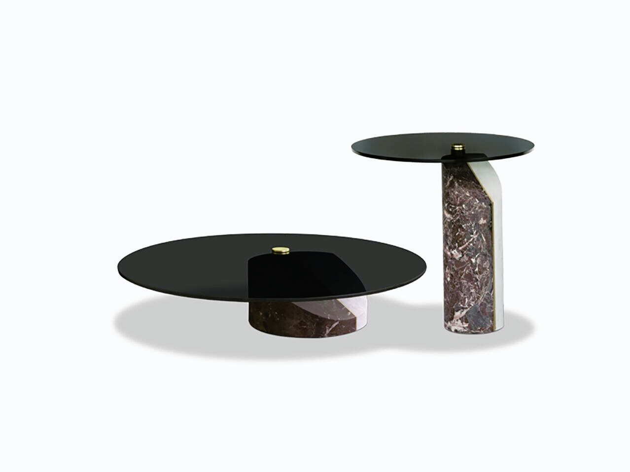 Ziggy Marble and Smoked Glass Side Table, view 2