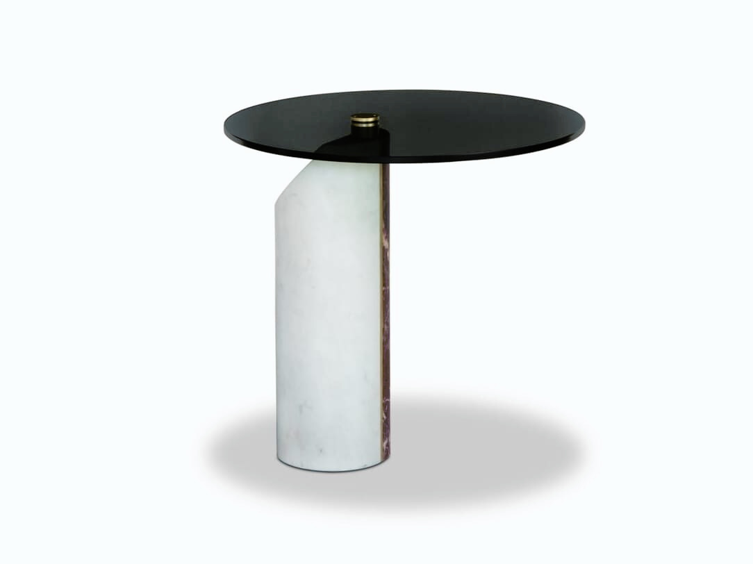 Ziggy Marble and Smoked Glass Side Table, view 3