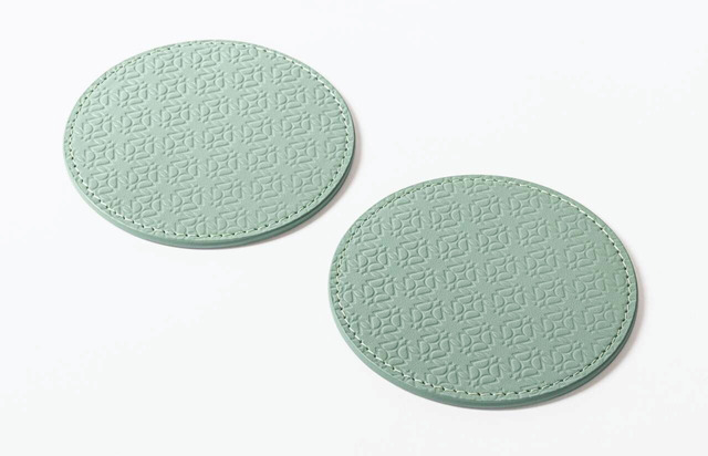 ELIE SAAB Monogram Set of 2 Leather Coasters