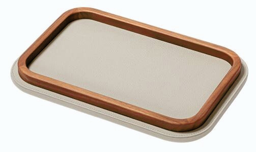 Rectangular Leather Tray with Rounded Corners