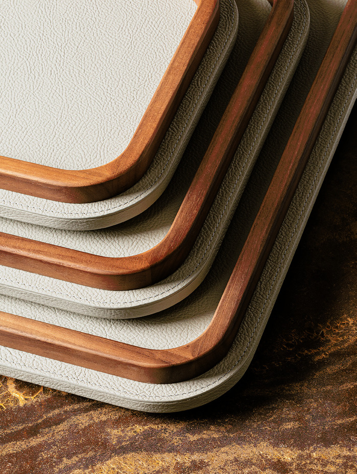 Rectangular Leather Tray with Rounded Corners, view 3