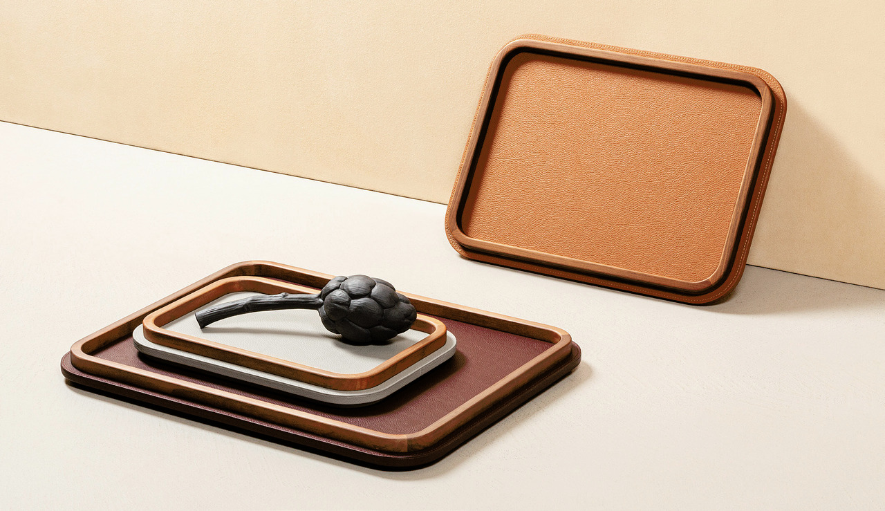 Rectangular Leather Tray with Rounded Corners, view 4