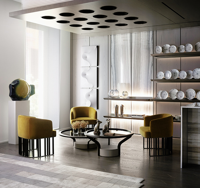 Chanterelle Coffee and Side Table by Giorgetti, view 4