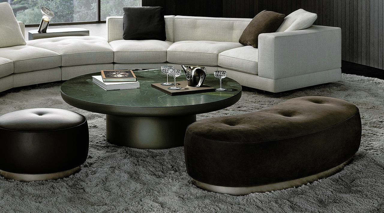 Torii Bold Pouf Bench by Minotti, view 5