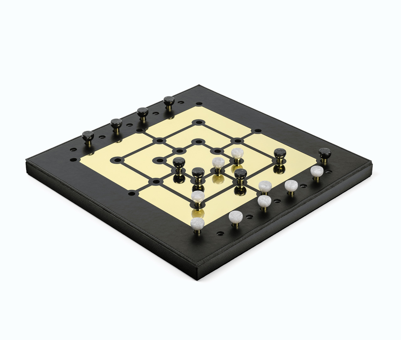 Mill Board Game with Gold Details