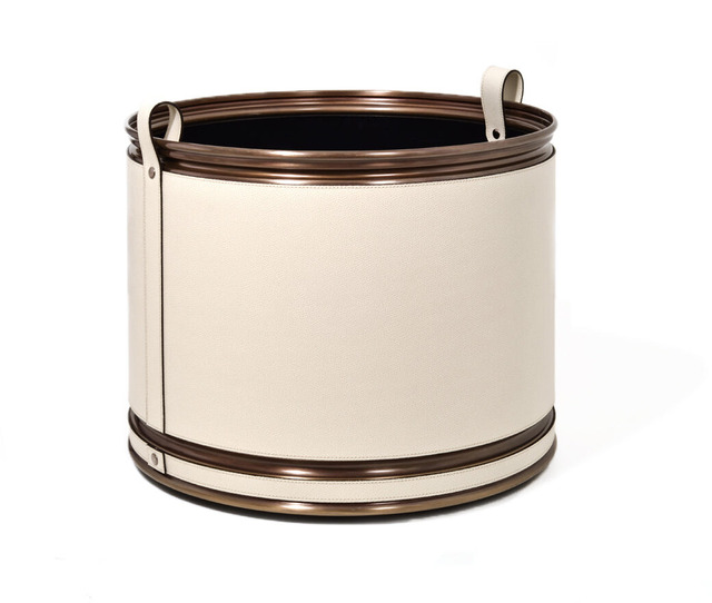 Pinetti Leather Planter with Brass Details