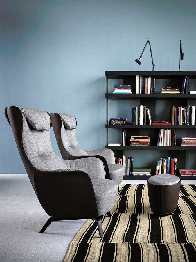 Mamy Blue Armchair and Ottoman, view 3