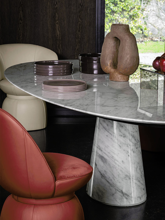 Mesa Ellipse Marble Table, view 3