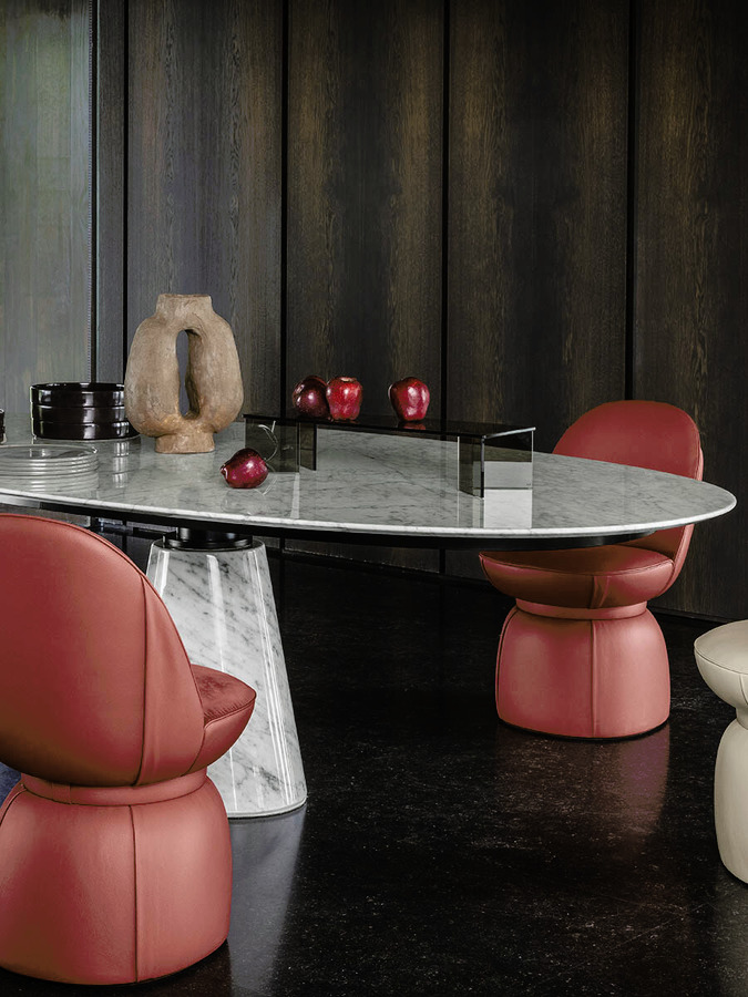 Mesa Ellipse Marble Table, view 4