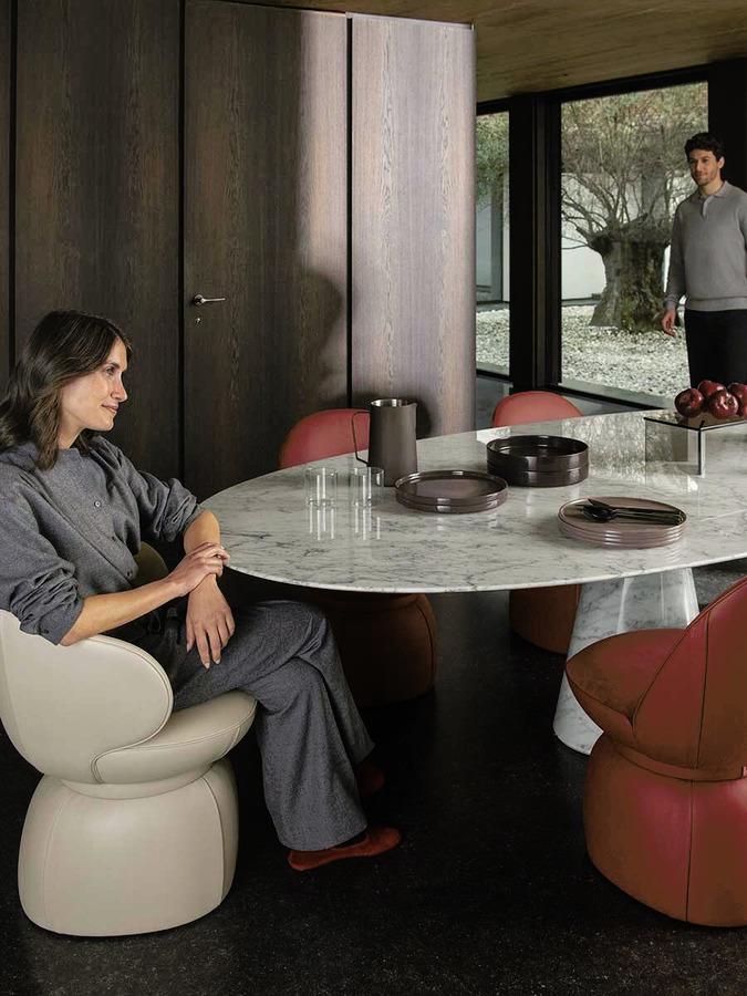 Mesa Ellipse Marble Table, view 5