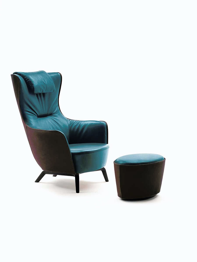 Mamy Blue Armchair and Ottoman, view 13