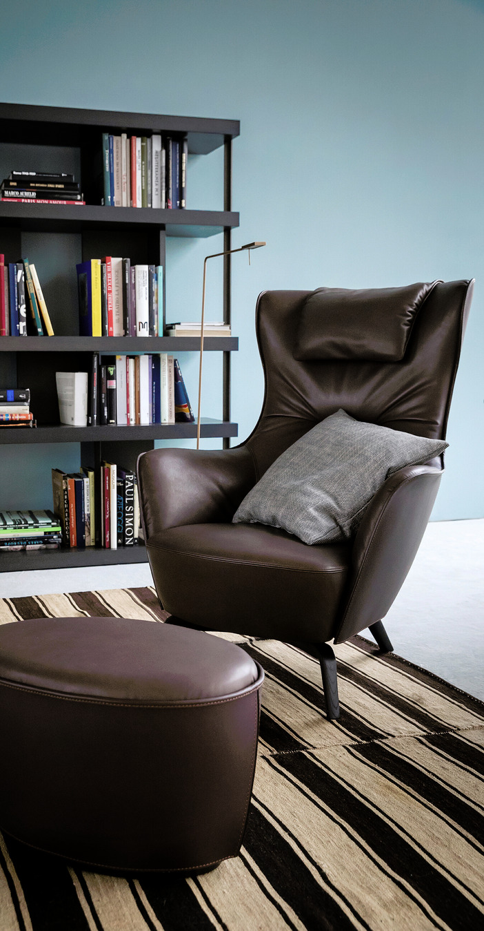 Mamy Blue Armchair and Ottoman, view 2