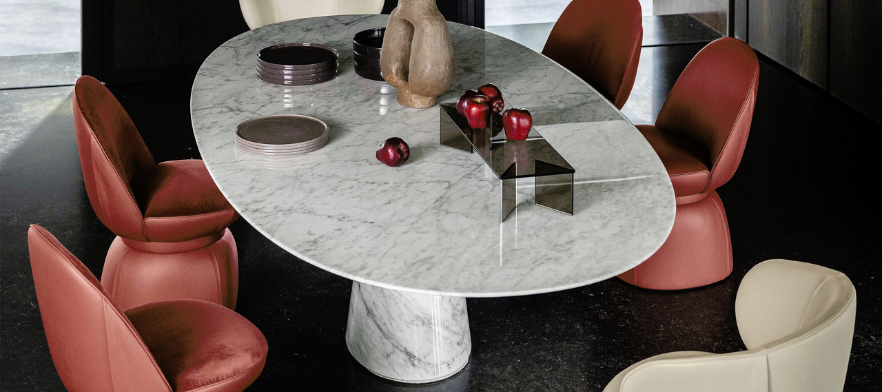Mesa Ellipse Marble Table