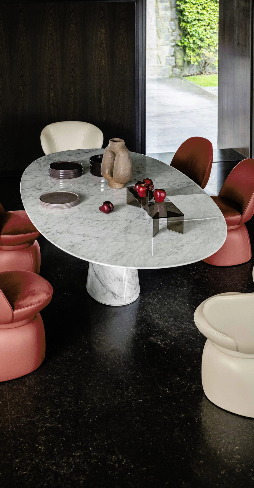 Mesa Ellipse Marble Table, view 2