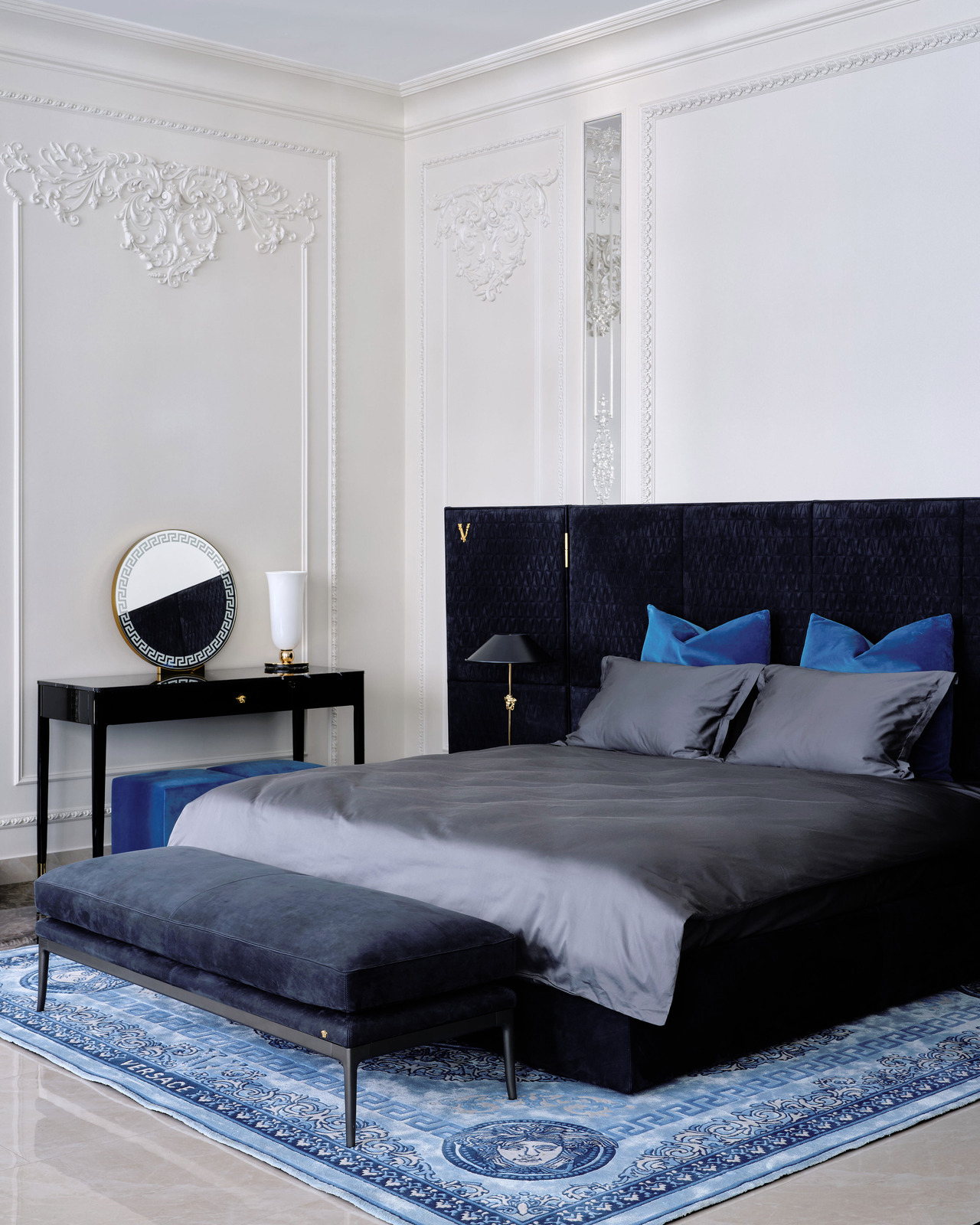 Versace Home V-king Bed and Stiletto Bedside Bench, view 3