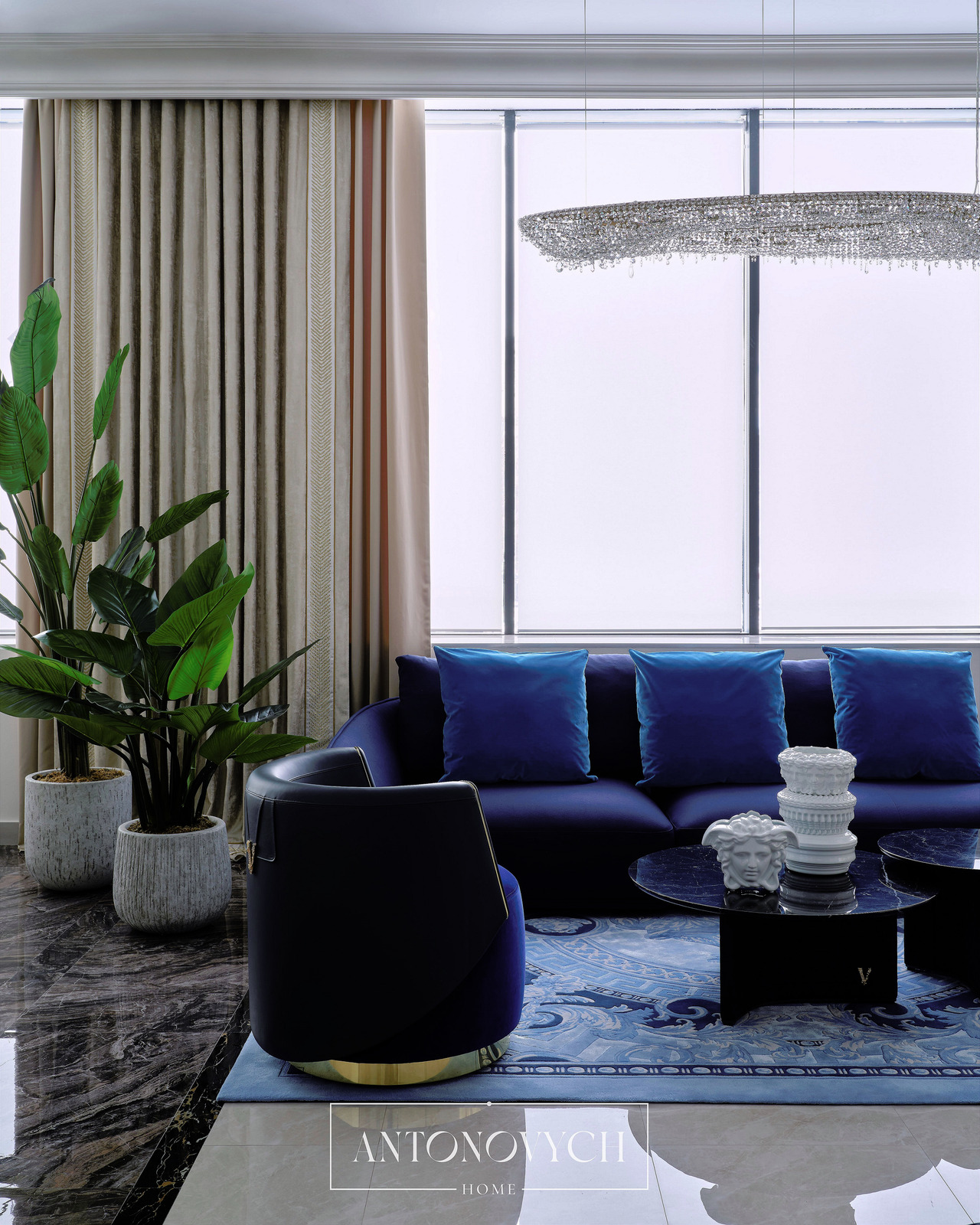 Versace Home Godness Sofa, V-Marble Coffee Table and Vases, view 2