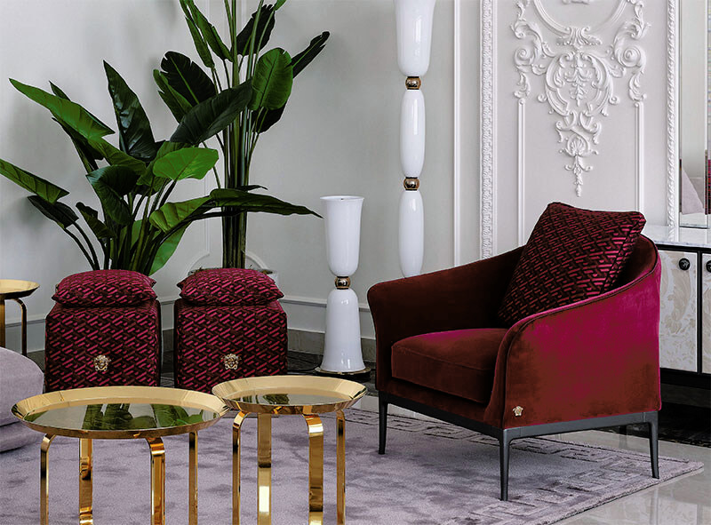 Versace Home Stiletto Armchair and CARRÉ Pouf